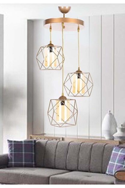 Etsylight Golden Glass 3 Salon Cam Avize Trendyol