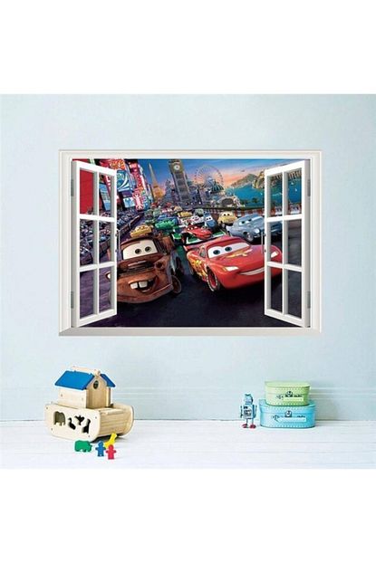 crystal kids arabalar cars filmi simsek mcqueen duvar sticker cerceveli cocuk odasi dekor fiyati yorumlari trendyol