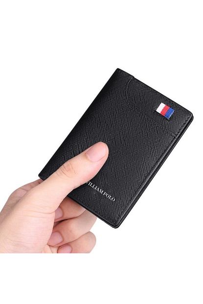 William Polo Erkek Siyah Italyan Deri Slim Cuzdan Trendyol