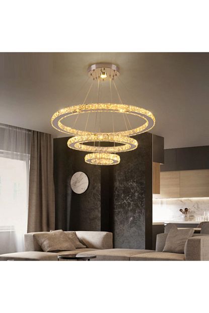 omur avize ahter 3 renk luks krom kristal tasli uclu modern ledli avize fiyati yorumlari trendyol