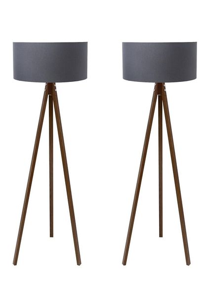Yanev 2 Takim Lambader Seti Fume Yuvarlak Kumas Baslikli Lambader Kahve Tripod Trendyol