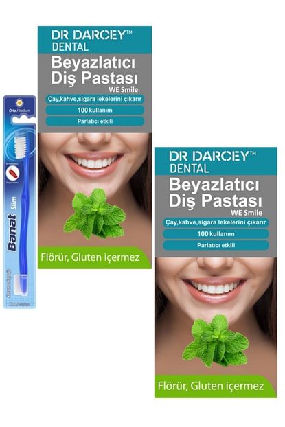 Dr Darcey Buyuk Boy Beyazlatici Dis Pastasi 50 G X 2 Adet Banat Dis Fircasi Hediye Trendyol