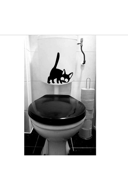 wc tuvalet klozet dekorasyonu icin dekoratif yavru kedi gizli sticker cikartma