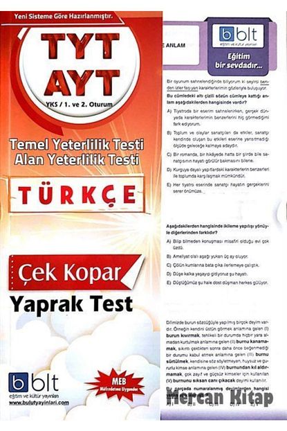 Bulut Egitim Ve Kultur Yayinlari Tyt Ayt Turkce Cek Kopar Yaprak Test Trendyol