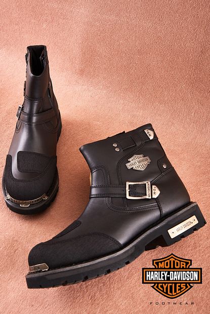 Harley Davidson Kingmont Black Deri Erkek Bot Trendyol