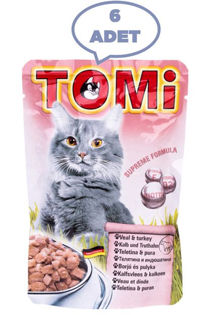 Tomi 6 Adet Dana Etli Ve Hindili Yetiskin Kedi Yas Mamasi Pouch 100 Gr Ucretsiz Kargo Trendyol