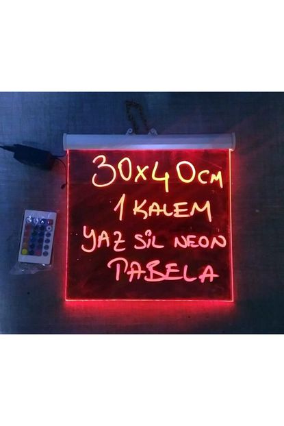 Projeneon Isikli Led Neon Yazi Tahtasi 30x40cm Yaz Sil Neon Led Tabela Uzaktan Kumandali 1 Kalemli Trendyol