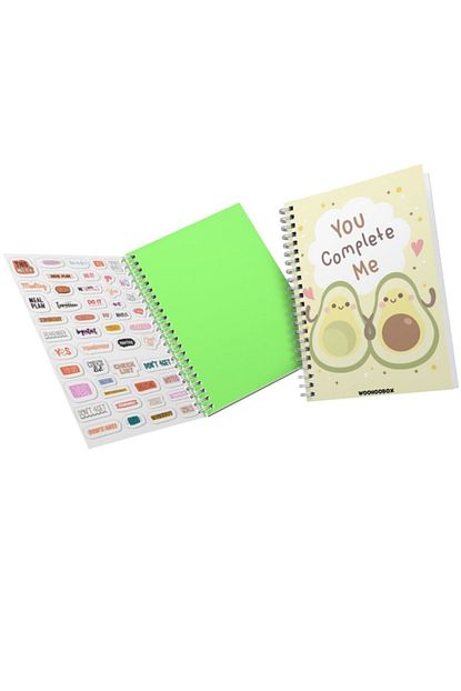 Design Ajanda Planlayici Sticker Ekli Yesil Sayfali Spiralli A5 Pp Sert Kapakli Defter 39 Trendyol
