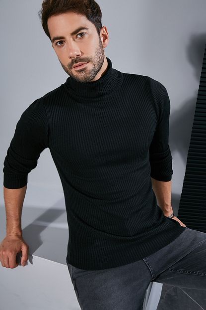 Sateen Men Erkek Siyah Tam Balikci Triko 20ktr335e100 Trendyol