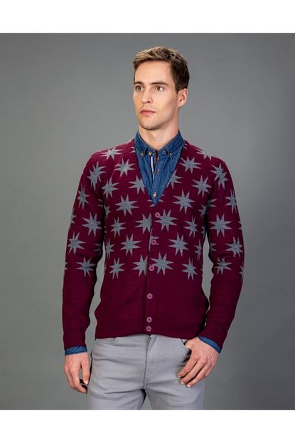 Tudors Erkek Bordo Desenli Hirka Trendyol