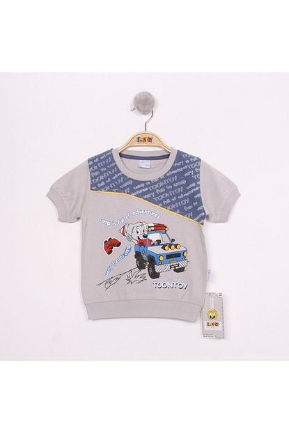 Toontoy Erkek Bebek Gri Kopek Baskili Tisort Trendyol