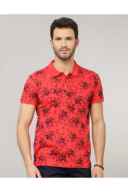 Tudors Erkek Kirmizi Polo Yaka Desenli T Shirt Trendyol