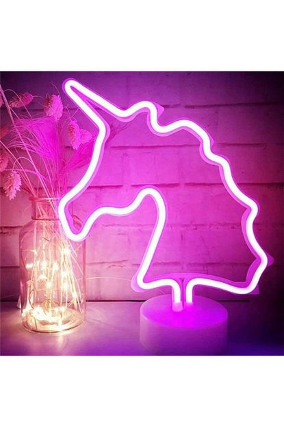 Sarfex Unicorn Renkli Dekoratif Neon Led Pilli Masa Ve Gece Lambasi Trendyol