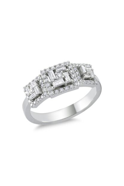 Diamond House Kadin Beyaz Tasarim Baget Yuzuk 0 70 Ct Trendyol
