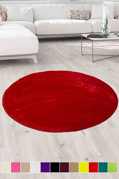 Bonny Home Elite Kirmizi Yuvarlak Pelus Hali Kaymaz Taban Pufidik Yolluk Trendyol