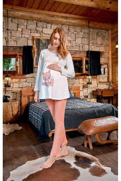 Berrak 659 Bayan 3 Lu Hamile Pijama Takimi Somon Trendyol