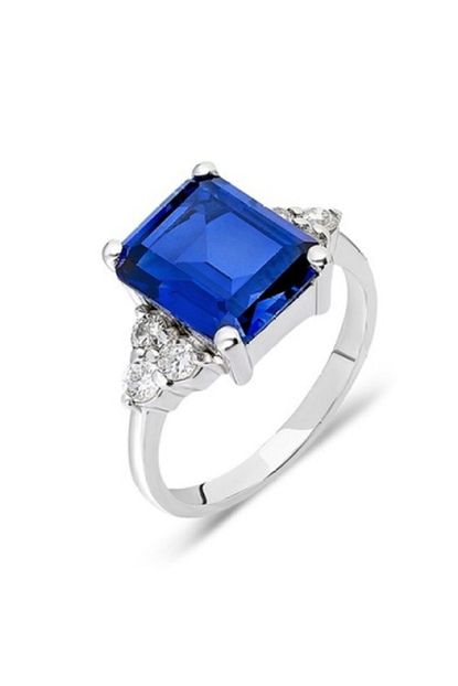 Yusa Kuyumculuk Ve Mucevherat Pirlanta Kare Safir Yuzuk 0 35 Karat Safir 7 05 G Si 14k Trendyol