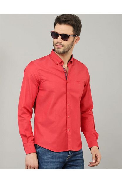 Tudors Erkek Kirmizi Slim Fit Spor Gomlek Trendyol