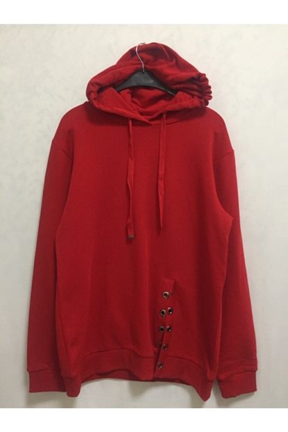 Divista Kadin Kirmizi Kapsonlu Sweatshirt Trendyol