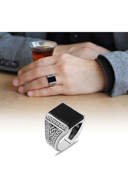 Gumuskovan Minimal Tasarim Siyah Zirkon Tasli 925 Ayar Gumus Erkek Yuzuk Trendyol