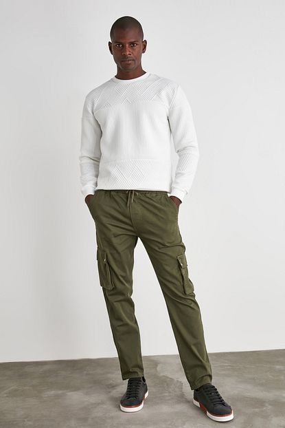 Trendyol Man Haki Erkek Beli Lastikli Kargo Pantolon Tmnaw21pl0279 Trendyol