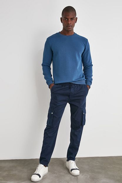 Trendyol Man Lacivert Erkek Beli Lastikli Kargo Pantolon Tmnaw21pl0279 Trendyol