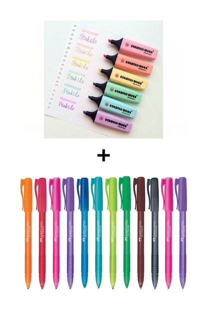 Inn Design Pack Stabilo Ve Faber Castell 18 Renk Fosforlu Ve Tukenmez Kalem Seti Trendyol