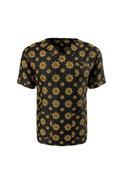 Medikal Dolap Erkek Siyah Gunes Desenli Scrubs Tek Ust Trendyol