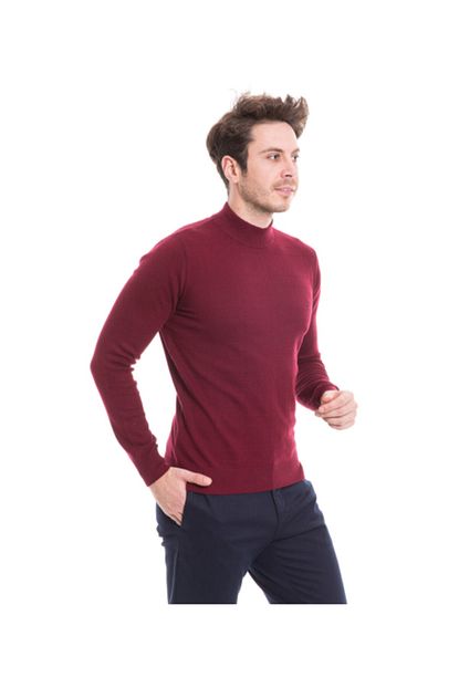 Karaca Erkek Bordo Dik Yaka Triko Kazak Trendyol
