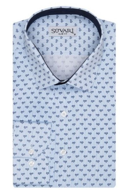 Suvari Erkek Mavi Slim Fit Desenli Gomlek Trendyol