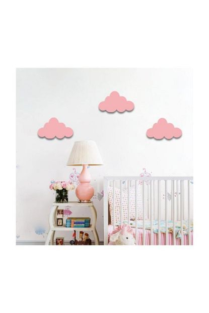 Hellove Pembe Bulut 3 Lu Set Bulut Ahsap Duvar Dekoru Cocuk Odasi Susu Trendyol