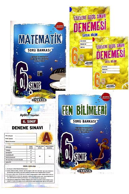 Okyanus Yayinlari 6 Sinif Matematik Fen Soru Bankasi Seti 2 Cesit Deneme Hediye Trendyol