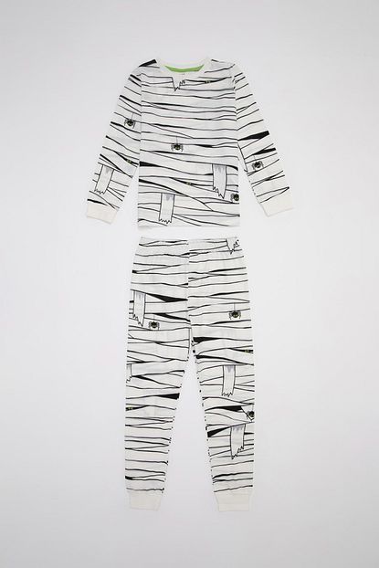 Defacto Erkek Cocuk Beyaz Baski Desenli Pamuklu Pijama Takimi Trendyol