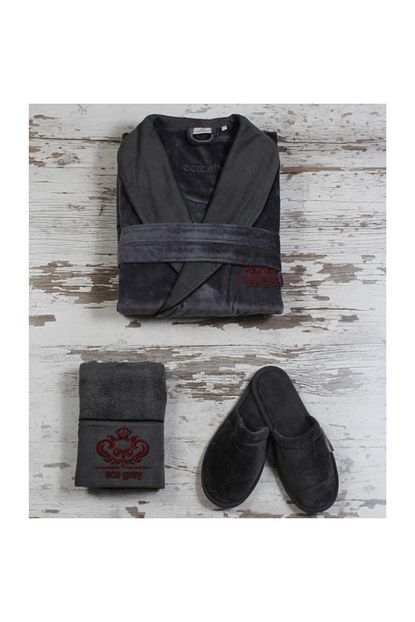 Ecocotton Erkek Tekli Bornoz Seti L Trendyol