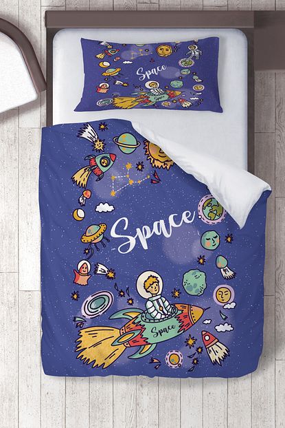 Instababyrooms Pamuk Saten Space Mor Cocuk Odasi Cocuk Nevresim Takimi Trendyol