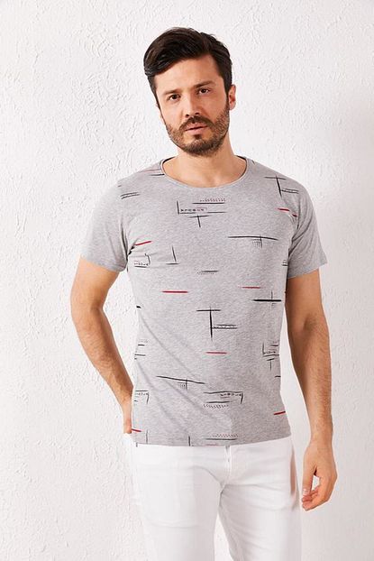 Zafoni Erkek Gri Baskili T Shirt Trendyol