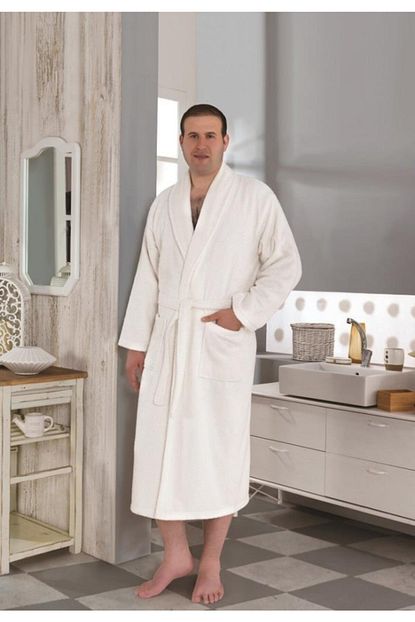 Karna Home Smart 100 Pamuk Erkek Bornoz Krem Trendyol