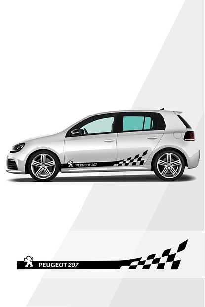 Oto Sticker Peugeot 207 Damali Yan Serit Sag Sol Trendyol
