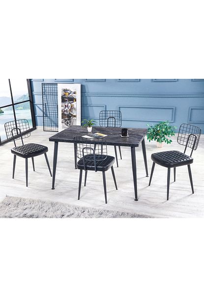 stoker milano masa takimi 4 adet tel sandalye sabit masa 80x120 siyah fiyati yorumlari trendyol