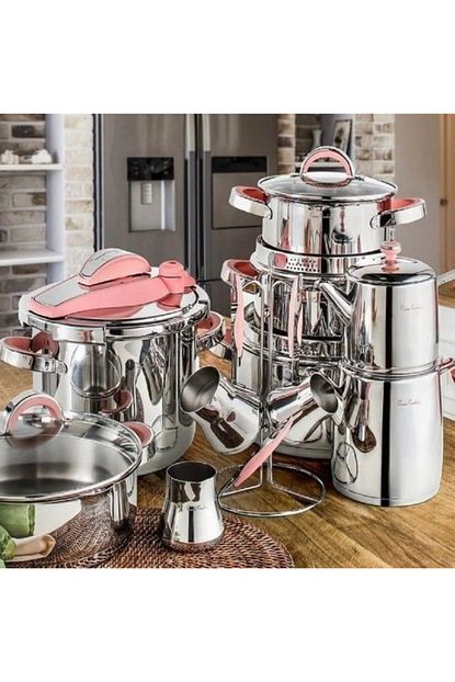 Pierre Cardin Mars 18 Parca Celik Tencere Seti Pembe Fiyati Yorumlari Trendyol