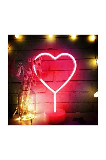 viselia kirmizi kalp model neon led isikli masa lambasi dekoratif led lamba fiyati yorumlari trendyol