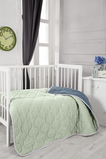 cift tarafli dolgulu 100 pamuk muslin bebek ortusu mint