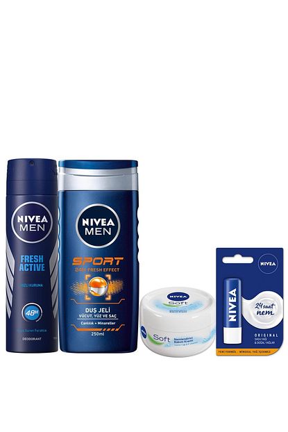 Nivea Fresh Active Erkek Sprey Sport 250 Ml Dus Jeli Dudak Kremi Original Soft 200 Ml Trendyol