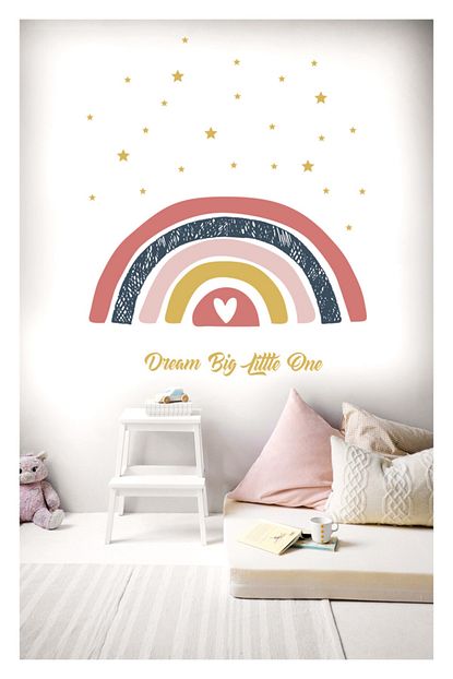 iskandinav stil gokkusagi ve yildizlar temasi dream big cocuk odasi duvar sticker