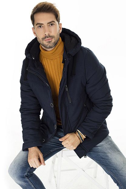 Buratti Erkek Lacivert Cikarilabilir Kapusonlu Cepli Fermuarli Ekstra Slim Fit Mont 556b5050 Trendyol