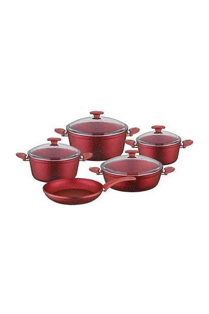 Marka Papilla Vilma 9 Lu Granit Tencere Tava Takimi 9 Parca Kirmizi Large Boy Trendyol