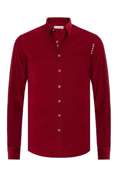 Pasahan Erkek Kirmizi Kadife Slim Fit Gomlek Trendyol