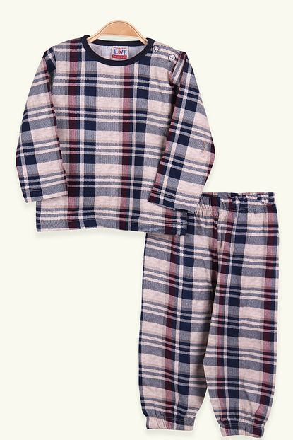 Breeze Erkek Cocuk Pijama Takimi Ekoseli Bej 1 1 5 Yas Trendyol
