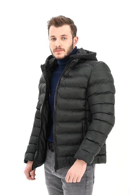 Modaplaza Erkek Haki Kapusonlu Sisme Mont Kaban Trendyol