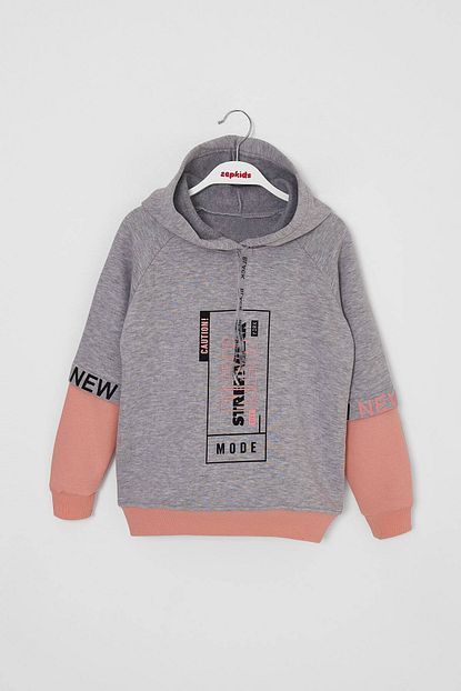Zepkids Kiz Cocuk Sweatshirt Kapusonlu New Baskili 10 14 Yas Trendyol
